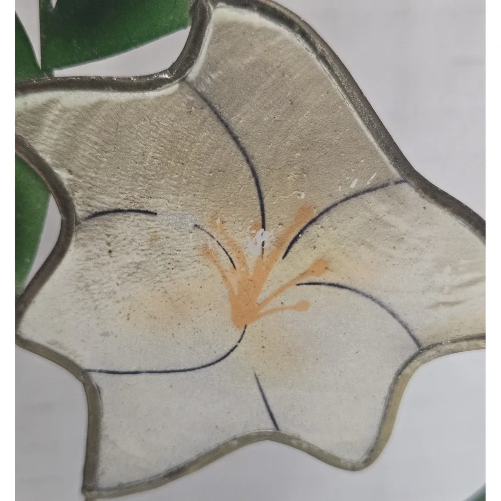 Vtg Capiz Shell Cross Calla Lily Triptych Panel 7.5